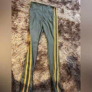 Gray Leggings with Yellow Stripes